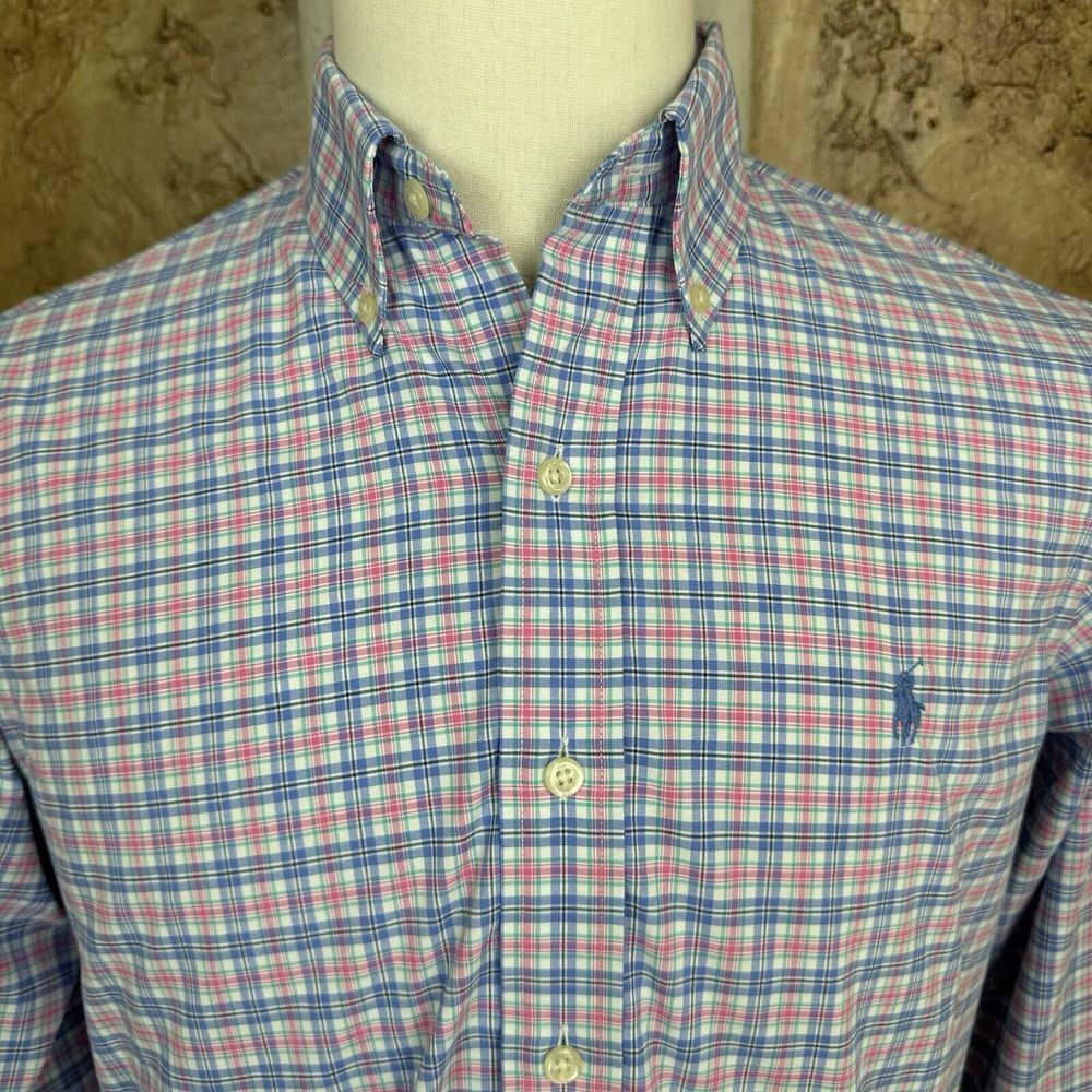 Lauren Ralph Lauren Pink and Blue Casual Button Down Shirt